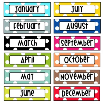 Rainbow Polka Dot Calendar Card Set for Pocket Charts | TpT