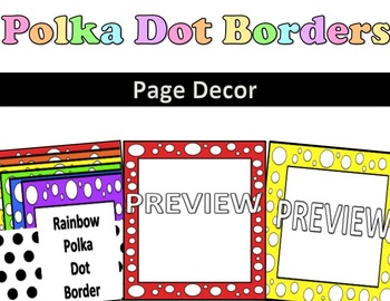 Preview of Rainbow Polka Dot Paper Border Clipart