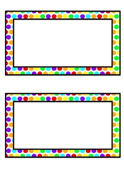 Rainbow Polka Dot Tub Labels - Basic by Kindy Journey | TpT