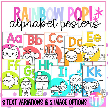 Preview of Rainbow Pop Classroom Decor Alphabet Posters