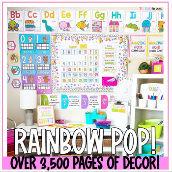Preview of Rainbow Pop Colorful Classroom Decor Bundle