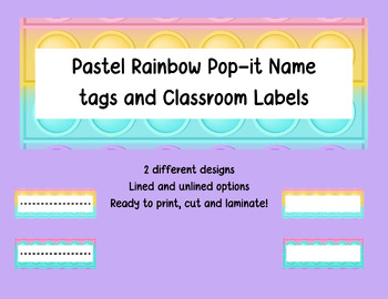 Preview of Rainbow Pop-it Classroom Desk Tags and Labels