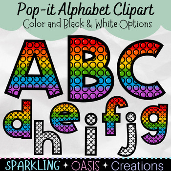 Preview of Rainbow Pop-its Full Alphabet Clipart Set