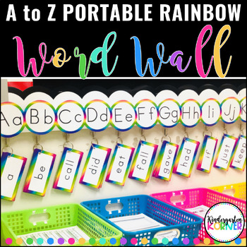 Preview of Rainbow Portable Word Wall - 220 Word Cards, Letter Headers, Borders, & Banners