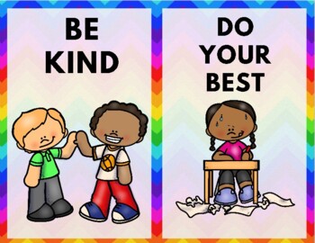 Preview of Rainbow Positive Expectations for Preschool, Kindergarten