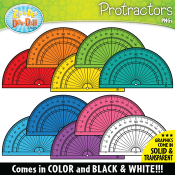 Preview of Rainbow Protractors Clipart {Zip-A-Dee-Doo-Dah Designs}