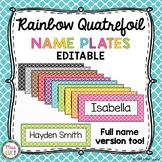Rainbow Quatrefoil Name Plates / Desk Tags | EDITABLE
