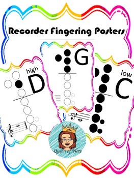 Preview of Rainbow Recorder Fingering Posters