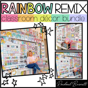 Preview of Rainbow Remix Decor Bundle 90's retro classroom decor