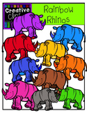 Rainbow Rhinos {Creative Clips Digital Clipart}