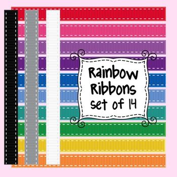 Preview of Rainbow Ribbons Clip Art Set of 10 for Commercial and Personal Use