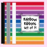 Rainbow Ribbons Clip Art Set of 10 for Commercial and Pers