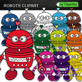 Preview of Rainbow Robots Clipart 2