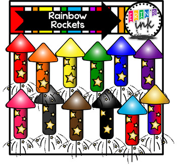 Preview of Rainbow Rockets Clipart (Erin's Ink Clipart)