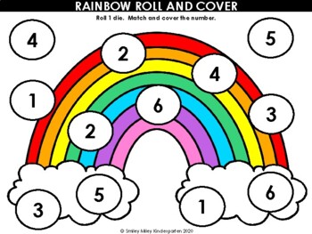 Preview of Rainbow Roll and Cover Math Game - St. Patrick's Day, March, & April