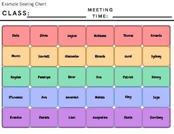 Preview of Rainbow Rug Seating Chart Template (Lakeshore 30-Square Rainbow Rug)