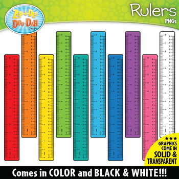 Preview of Rainbow Rulers (Inches & Centimeters) Clipart {Zip-A-Dee-Doo-Dah Designs}
