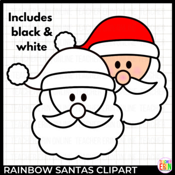 Rainbow Santas Clipart - Christmas by Erin Colleen Design | TPT