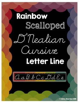Preview of Rainbow Scalloped D'Nealian Cursive Letter Line!