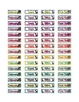 Editable Rainbow Core Subject and Blank Labels, Plates, and Tags