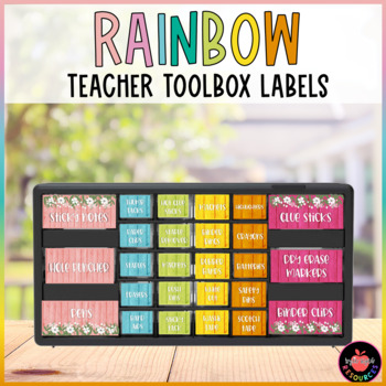 Editable Teacher Toolbox Editable Labels | Rainbow Schoolhouse Decor