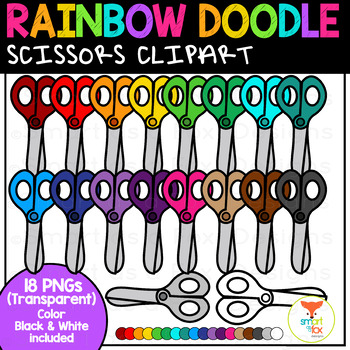 Rainbow Scissor Doodles - Back to School Clipart by Smart as a Fox Designs