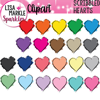 Rainbow Scribble Heart Clipart for Valentine's Day | TpT