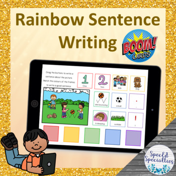 Preview of Rainbow Sentence Writing SET 1 BOOM Cards™