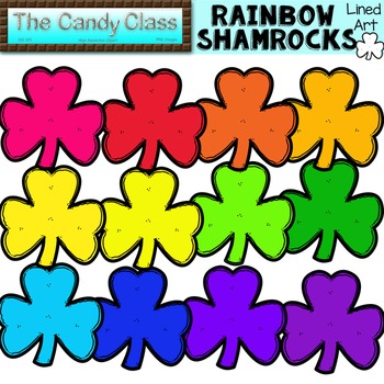 Preview of Rainbow Shamrock Clipart Saint Patrick's Day Three Leaf Clover