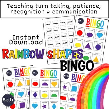 Preview of Rainbow Shapes... Bingo Game..Teaching Patience and Turn Taking