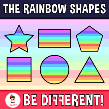 Preview of Rainbow Shapes Clipart Geometry Math 2D