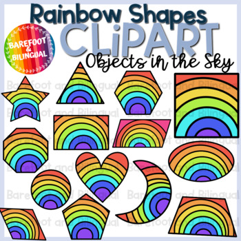 Preview of Rainbow Shapes Clipart - Objects in the Sky Clipart