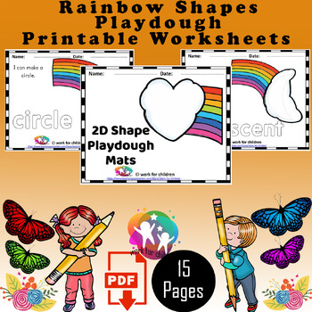 Preview of Rainbow Shapes Playdough Mats Actiivty for Spring