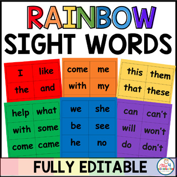 Preview of Rainbow Sight Words Editable