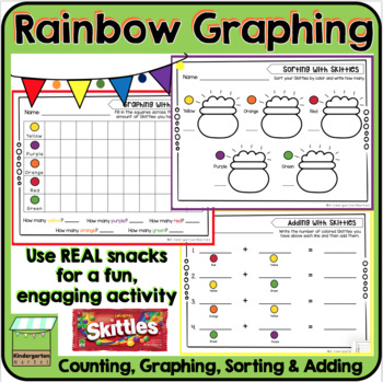 Preview of Rainbow Skittle Activity | Counting, Graphing, Sorting, & Adding Math Worksheets