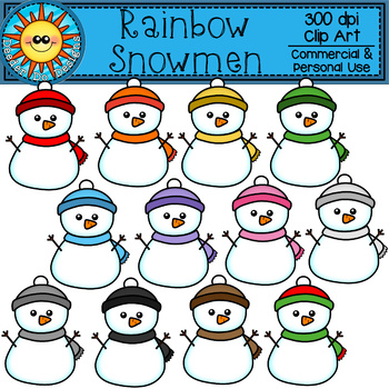 Rainbow Snowman Clip Art by Deeder Do Designs | TPT