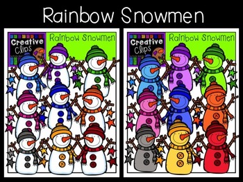 Preview of Rainbow Snowmen {Creative Clips Digital Clipart}