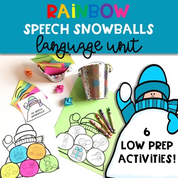 Preview of Winter Speech Therapy Craft: Language Rainbow Snowballs