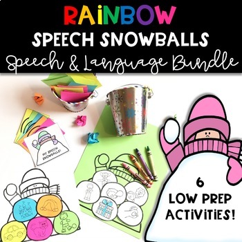 Preview of Winter Craft: Rainbow Speech & Language Snowballs BUNDLE