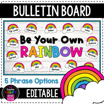 Preview of Rainbow Spring Bulletin Board Craft - [EDITABLE]