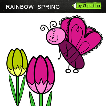 Rainbow Spring Flowers by Clipartino