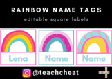 Rainbow Square Name Tags - Editable