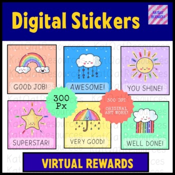 Preview of Rainbow Star Digital Reward Motivational Merit Stickers - Google App / See Saw