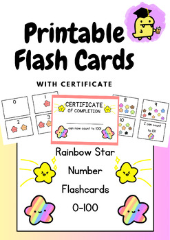 Preview of Rainbow Stars Counting Numbers 0-100 Flash Cards