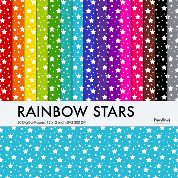 Preview of Rainbow Stars Digital Papers, 30 Bright Colored Backgrounds Pattern Clipart
