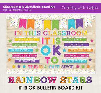Rainbow Stars It Is Ok To Classroom Bulletin Board Kit by Crafty with ...