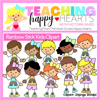 Preview of Rainbow Stick Kids Clipart
