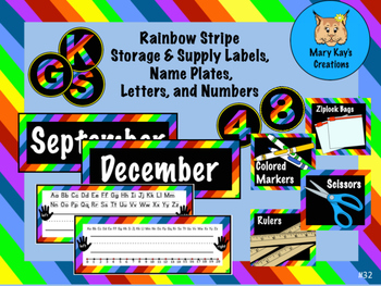 Rainbow Stripe Bulletin Board Letters | 4 Inch and 8 Inch Letters