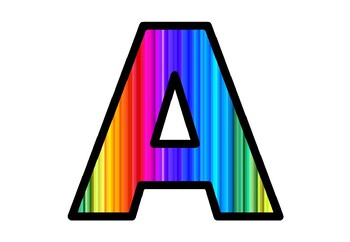 Preview of Rainbow Stripes Bulletin Board Letters, Classroom Décor