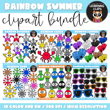 Preview of Rainbow Summer Clipart Bundle